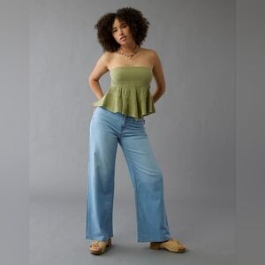 AE Dreamy Drape Stretch Curvy Super High-Waisted Baggy Wide-Leg Jean